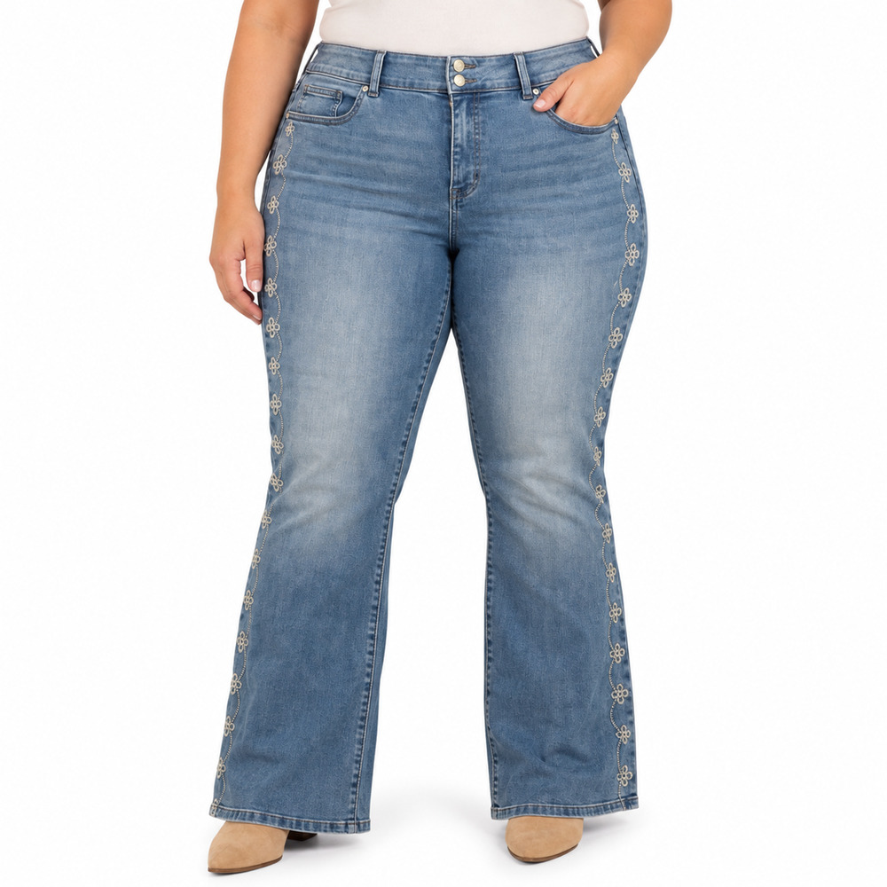 Lane Bryant Tighter Tummy Boot Cut Embroidered NWT $109 Stretch Jeans sz 22 S